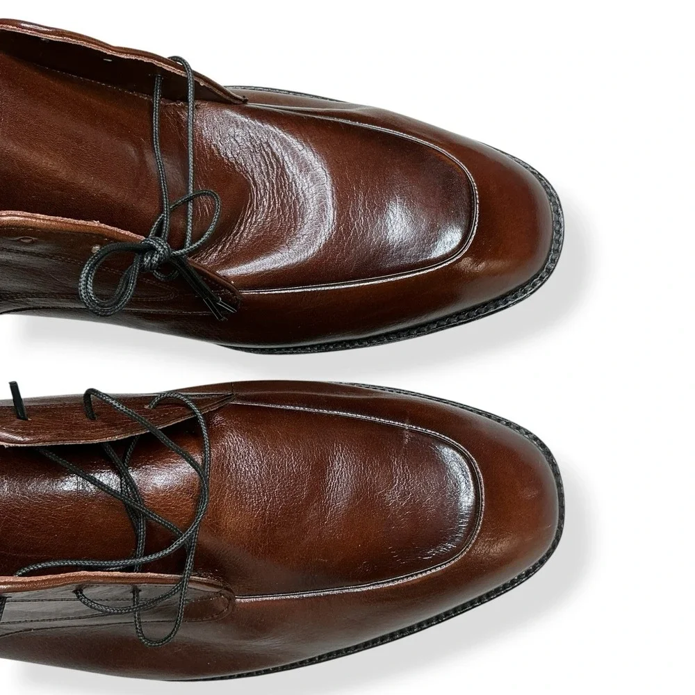 Freeman Free Flex Shoes Men 15 C Brown Leather Moc Apron Toe Lace Dress Narrow